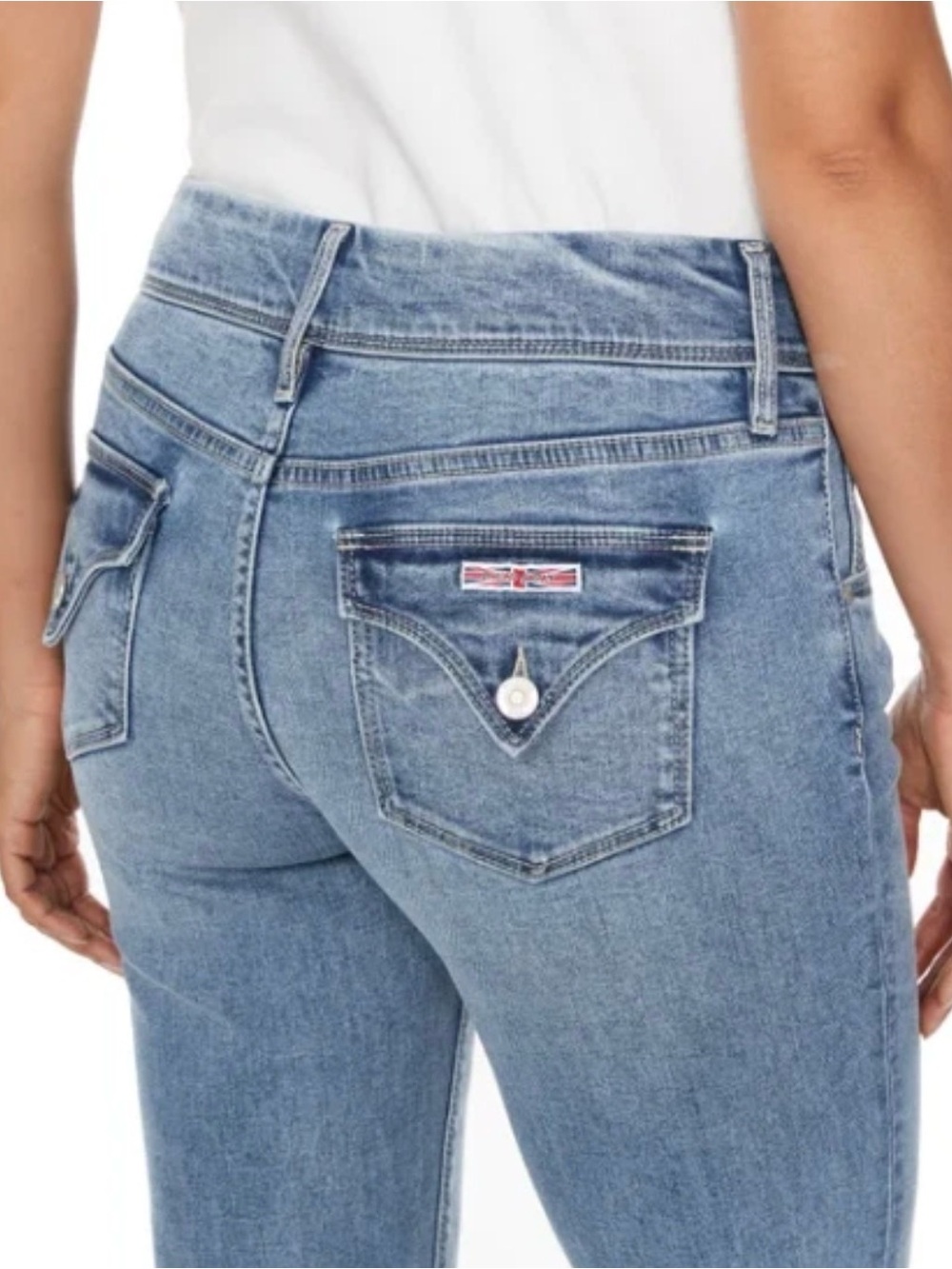 Hudson Jeans Size 12 Light Wash Double Button Flap Back Pocket Straight Leg EUC